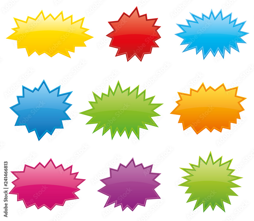 Starburst coloured speech bubbles collection vector - obrazy, fototapety, plakaty 