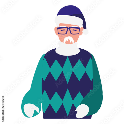 cute grandfather with winter clothes