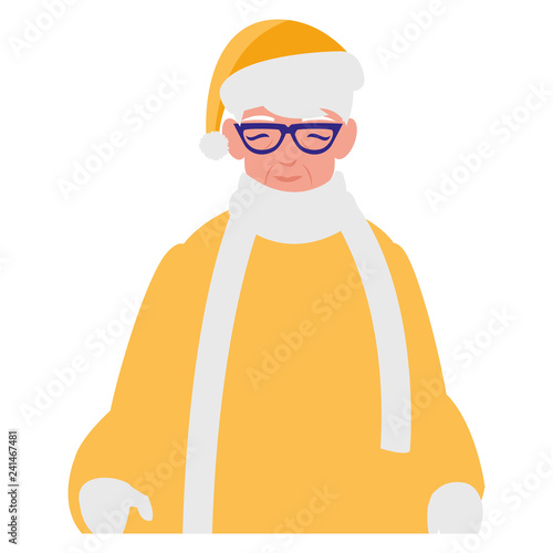 cute grandfather with winter clothes