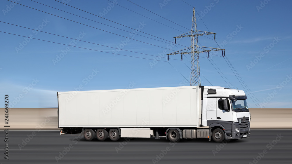 White truck on road