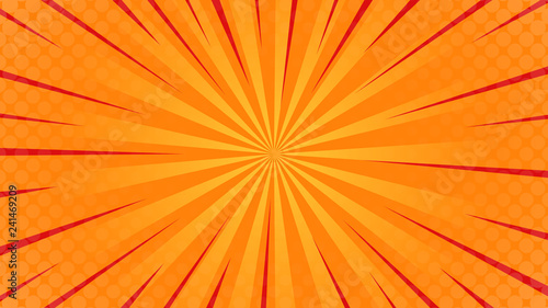 Comics rays background with red ray effect. Vector colorful backdrop illustrations - Vettoriale