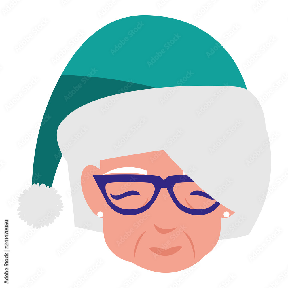 cute grandmother head with winter hat cute grandmother head with winter hat
