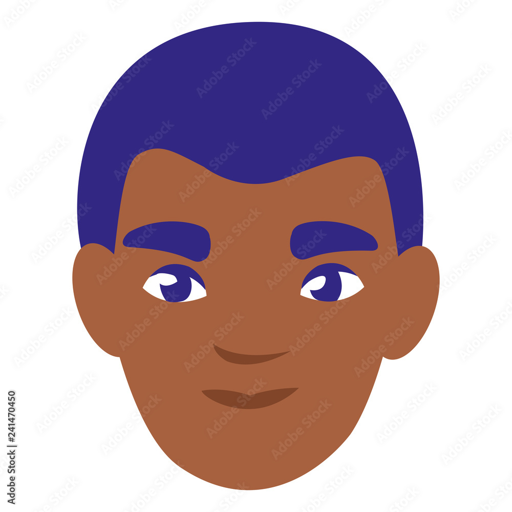 young man black head avatar character young man black head avatar character