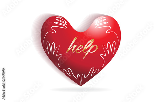 Charity heart helping hands logo vector image