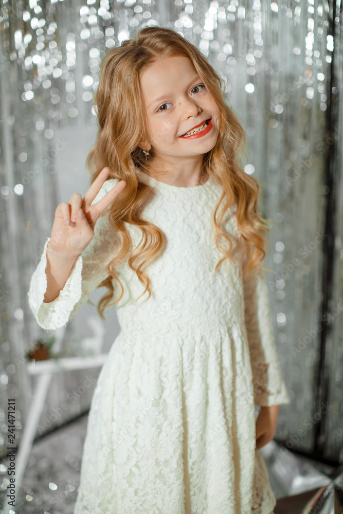 Little happy girl in white dress Little happy girl in white dress