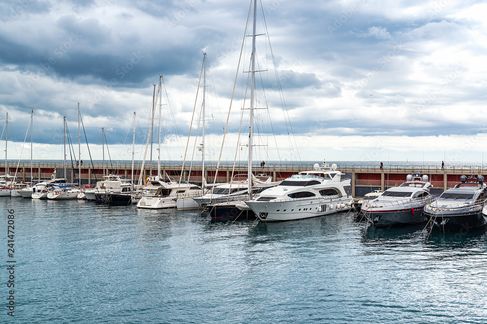 Port with yachts in Barcelona, Spain -13 May 2018
