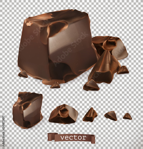 Chocolate pieces, 3d vector set