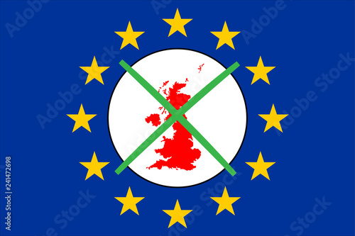 Brexit Grossbritannien mit Wahlkreuz und Europakarte