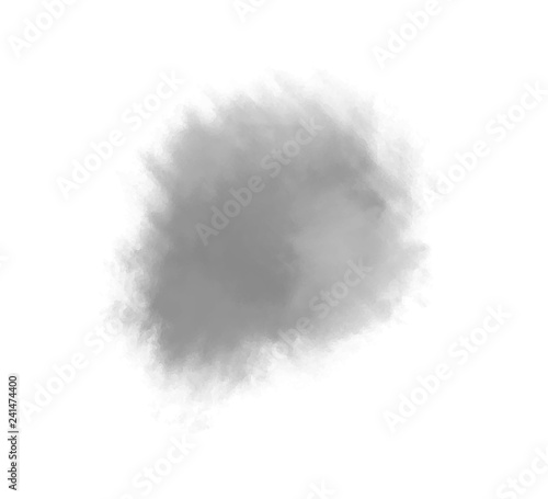 Abstract grunge spot on white. Digital aquarelle blotch on isolated background. Blur stain. Hand drawn backdrop for your design and work. Black and white illustration