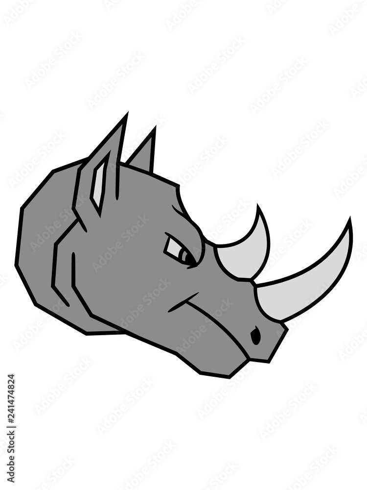 nashorn horn rhino dickhäuter einhorn böse comic cartoon clipart logo design
