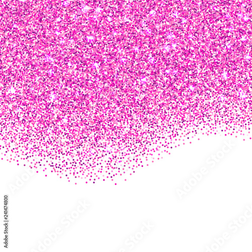 Pink glitter texture border over white background