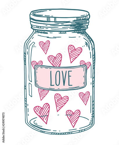 Hand drawn love jar