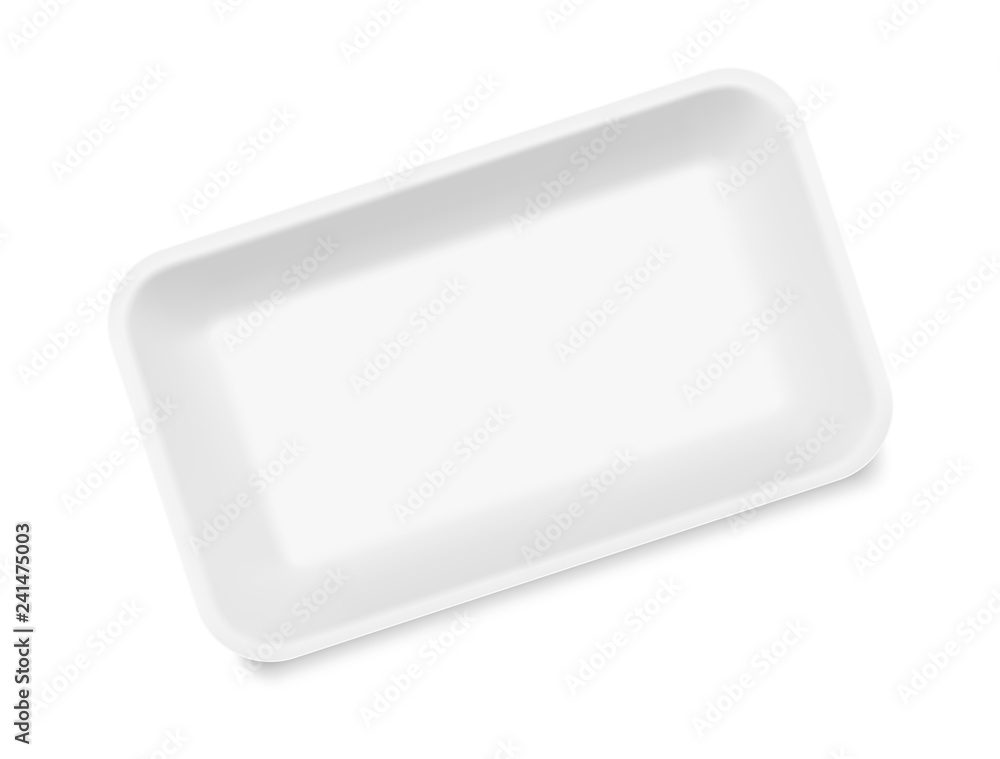 Realistic mockup of blank tray. Vector illustration isolated on white background. Easy to use for presentation your idea, product, fish, meat, semi-finished or ready-made food. EPS10. Realistic mockup of blank tray. Vector illustration isolated on white background. Easy to use for presentation your idea, product, fish, meat, semi-finished or ready-made food. EPS10.