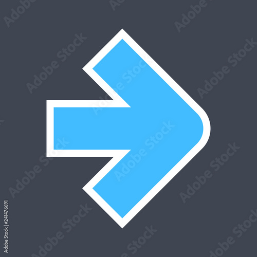 Free Download Arrow sign created as a sticker icon with a white outline. Blue navigation symbol designed in flat style. The design graphic element is saved as a vector illustration in the EPS file format. - GFXLoad