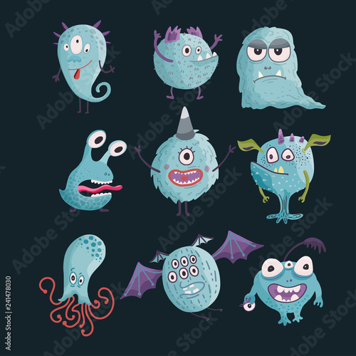 Cute cartoon monsters. Vector.