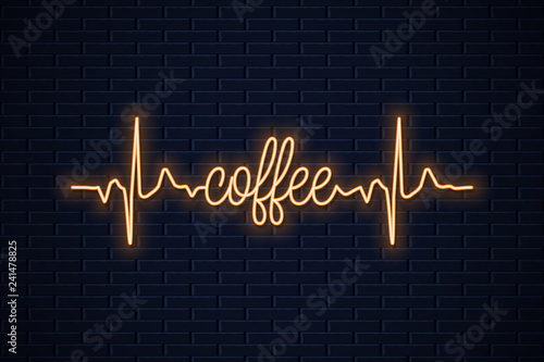 coffee neon concept design on wall background