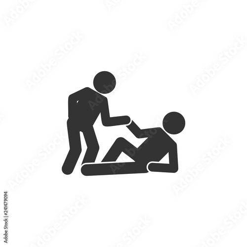Help a friend, helps to get up icon. Simple glyph vector of friendship set icons for UI and UX, website or mobile application