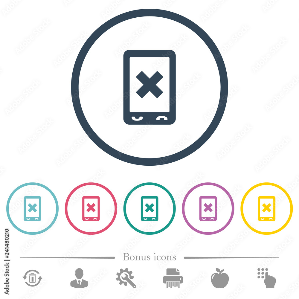 Mobile cancel flat color icons in round outlines Mobile cancel flat color icons in round outlines