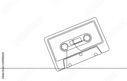 Cassette Tape Continuous Line Vector Graphic