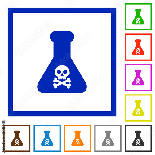 Dangerous chemical experiment flat framed icons