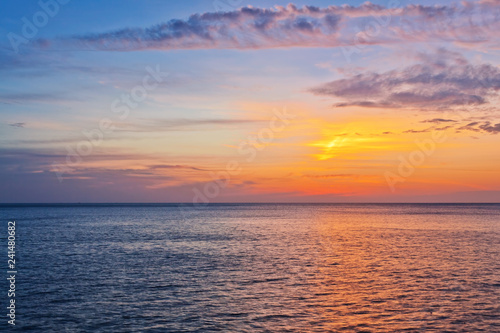 Panoramic view on sunset sea