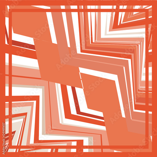 Scarf and bandanna design. Fashionable coral color. Geometric print. Vector illustration