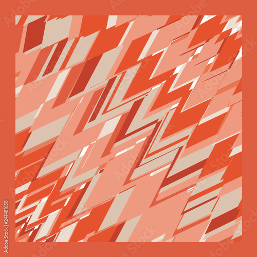 Scarf and bandanna design. Fashionable coral color. Geometric print. Vector illustration
