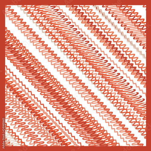Scarf and bandanna design. Fashionable coral color. Geometric print. Vector illustration