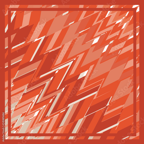 Scarf and bandanna design. Fashionable coral color. Geometric print. Vector illustration