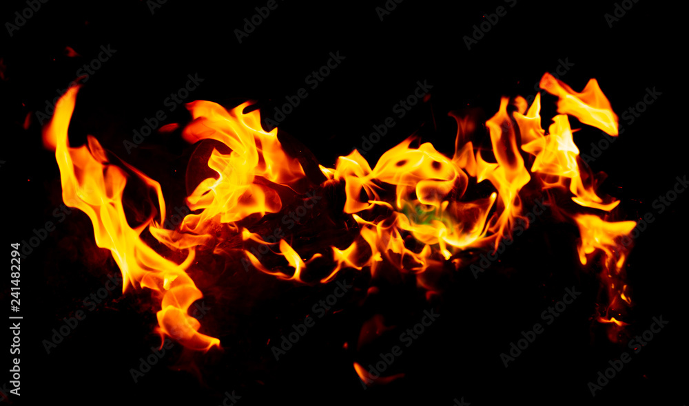 Flame of fire on a black background Flame of fire on a black background