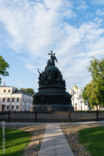 Monument to the Thousand Years of Russia and Saint Sophia Cathedral.Veliky Novgorod,Russia.Novgorod Kremlin. Great Novgorod