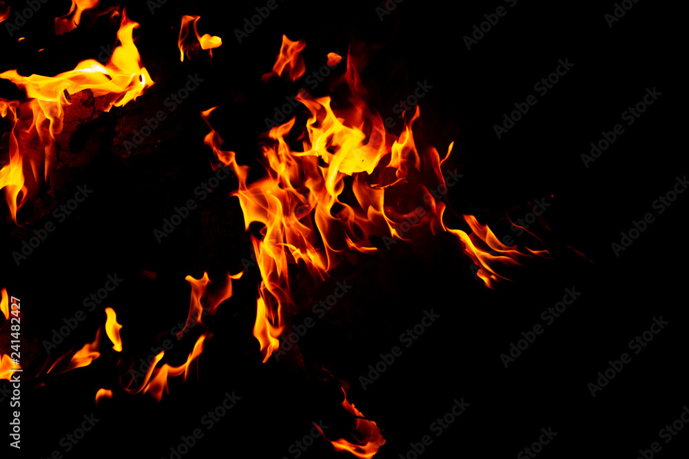 Flame of fire on a black background Flame of fire on a black background