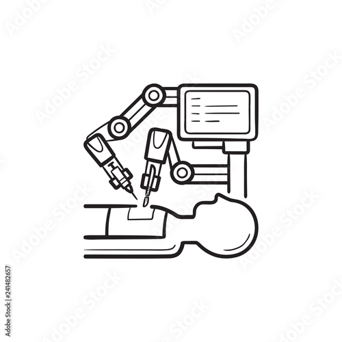 Robotic surgery hand drawn outline doodle icon