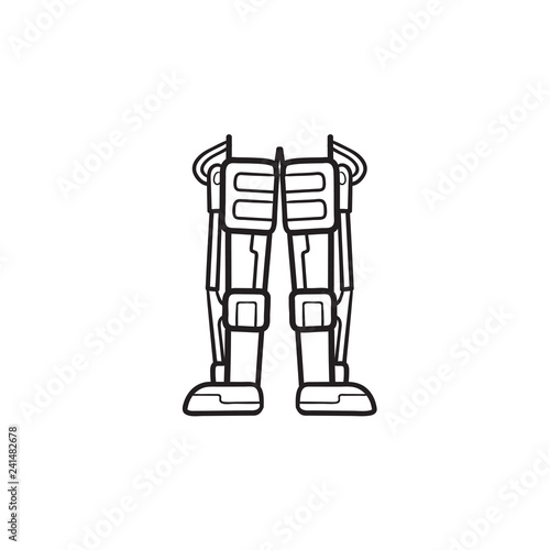 Mechanical robot legs of android hand drawn outline doodle icon