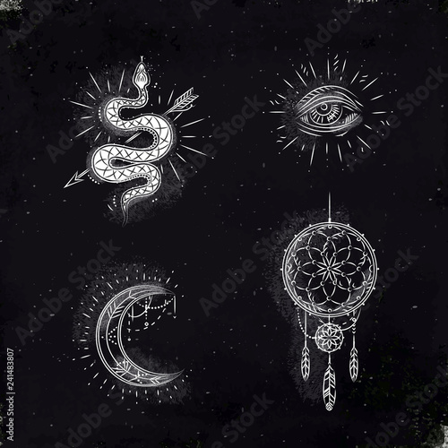 Magic and mystic signs dreamcatcher chalk
