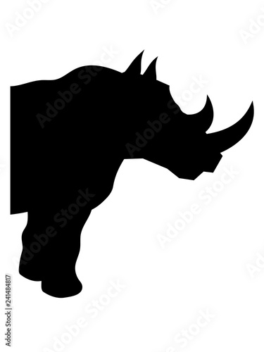 halb umriss silhouette h  lfte dickh  uter nashorn horn rhino einhorn b  se comic cartoon clipart logo design