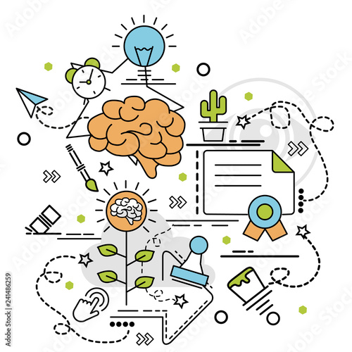 Flat colorful design concept for Creativity. Infographic idea of making creative products. Template for website banner, flyer and poster..