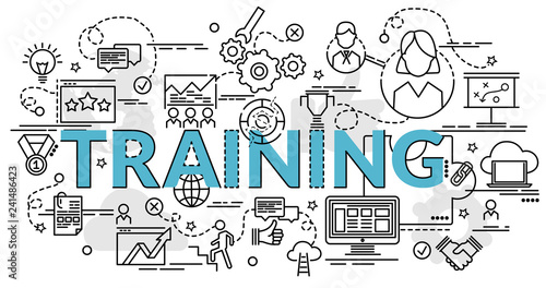 Flat colorful design concept for Training. Infographic idea of making creative products. Template for website banner, flyer and poster..
