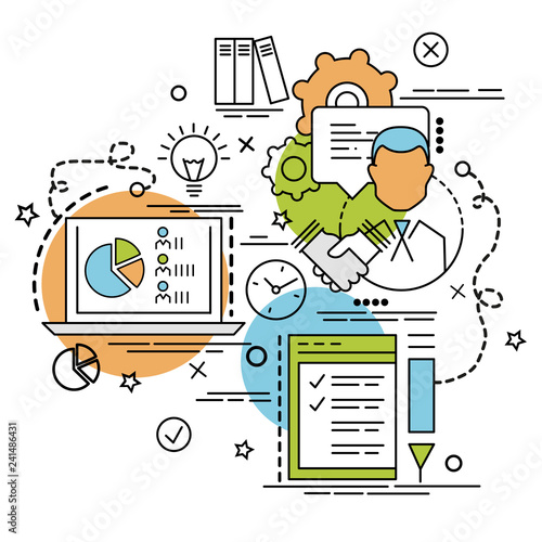 Flat colorful design concept for Assessment. Infographic idea of making creative products. Template for website banner, flyer and poster..