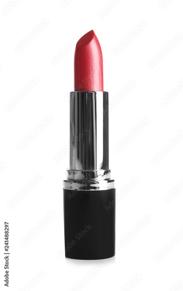 Fototapeta premium Bright lipstick on white background. Professional makeup product