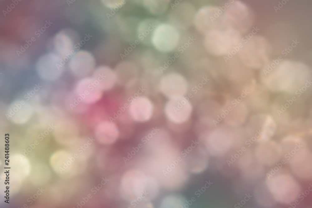 Golden Colorful blurred bokeh lights background. Abstract sparkles particle moving small large defocus different crystal plan shadow overlay blend screen modes, copy space for text logo