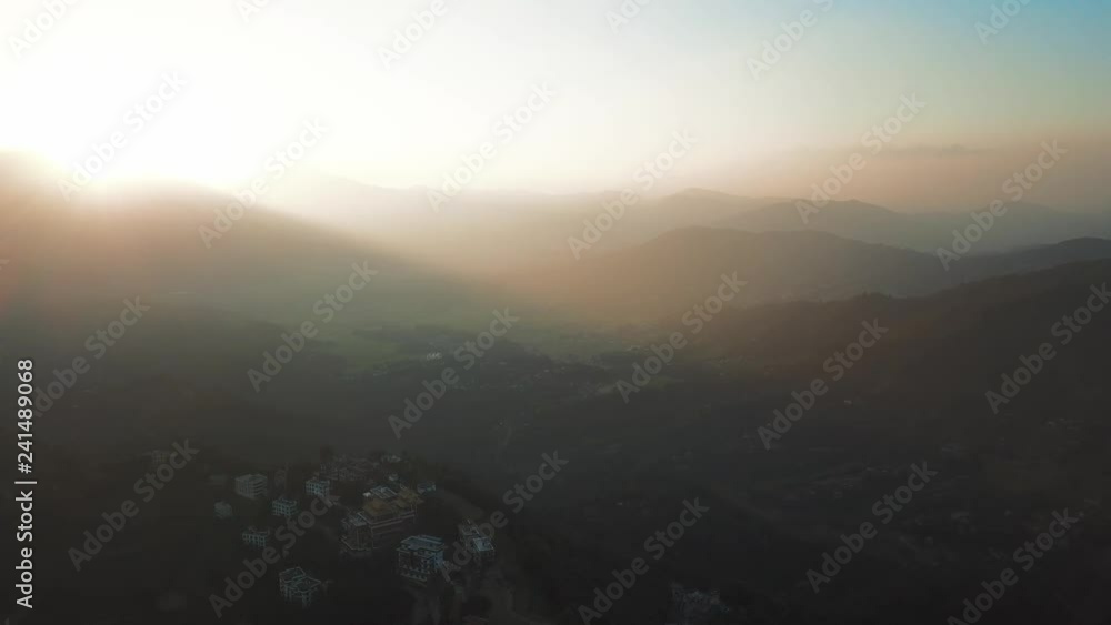 Sunset above mountain in valley Himalayas mountains Sunset above mountain in valley Himalayas mountains