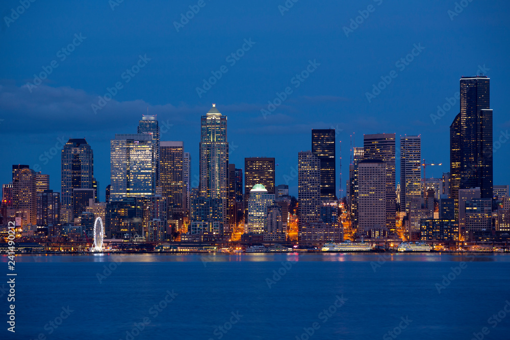 Fototapeta premium seattle skyline at night