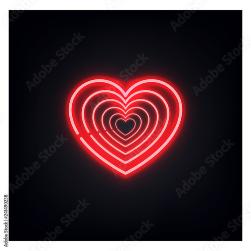 Neon heart on the black background for valentine s day - Vector illustration