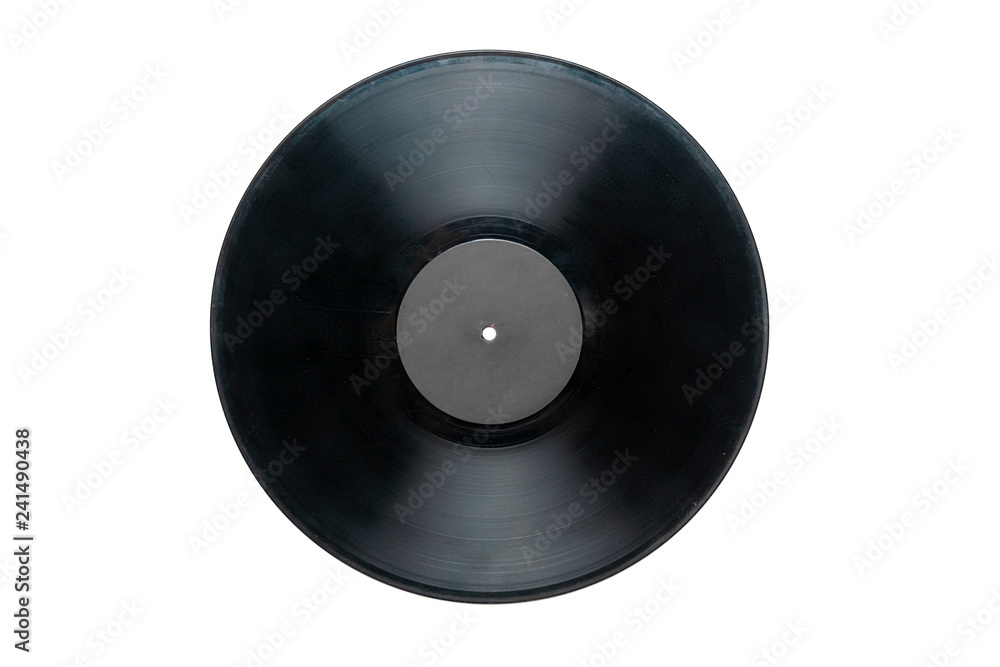 Obraz premium vinyl record disc with label isolated on white surface b