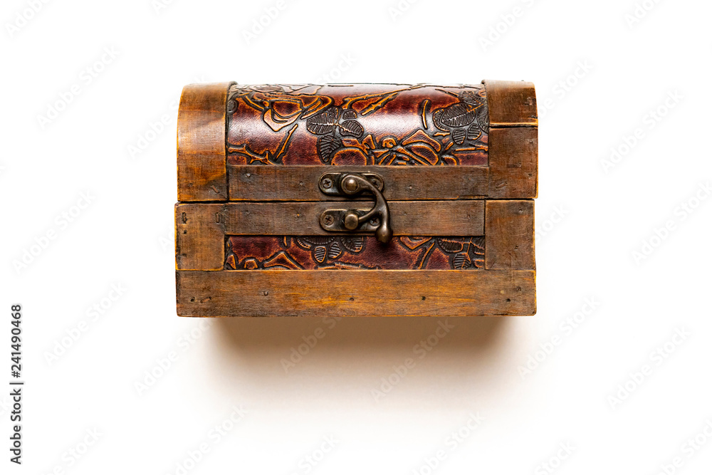 old wooden carved casket isolated on white background b old wooden carved casket isolated on white background b