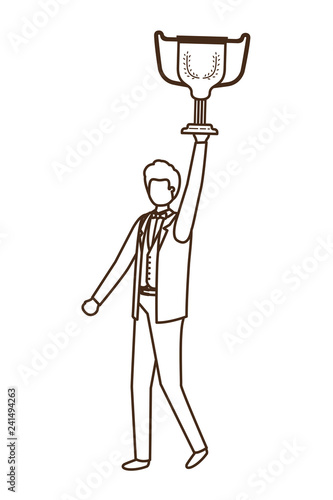 businessman with trophy avatar character