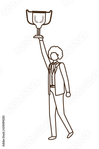 businessman with trophy avatar character