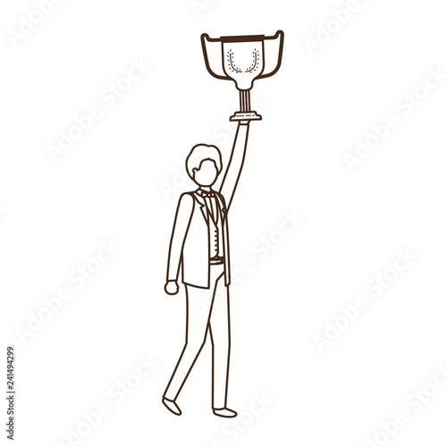 businessman with trophy avatar character