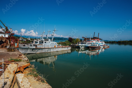 Boats and small ships in harbor © Mulderphoto